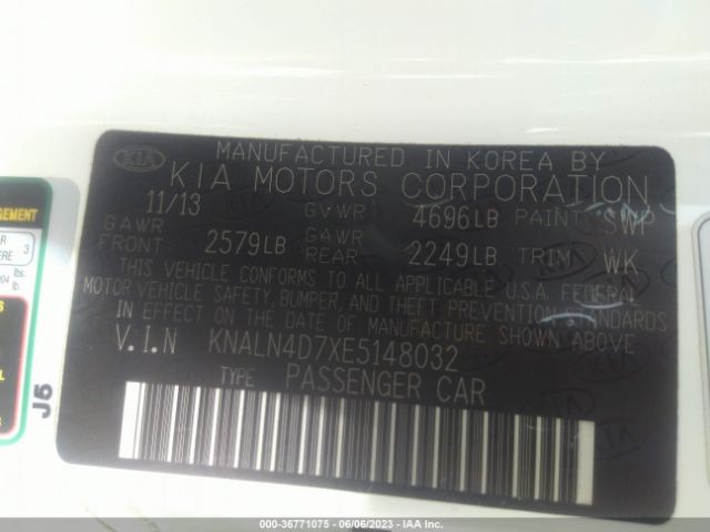 KNALN4D7XE5148032 KIA Cadenza Premium