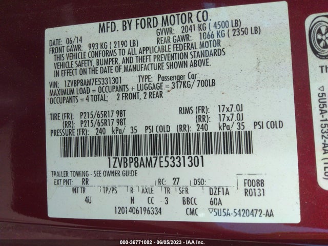Ford Mustang V6 2014 1ZVBP8AM7E5331301 Image 11