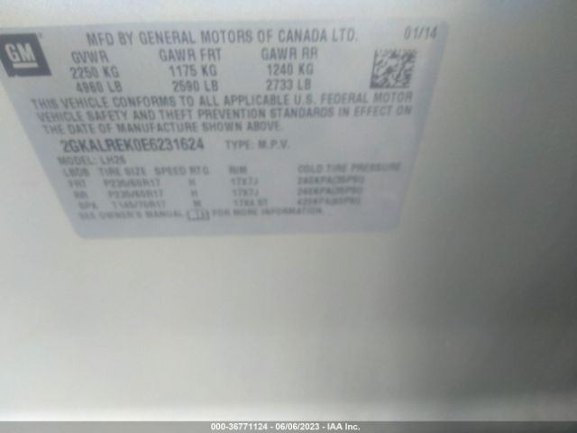 2GKALREK0E6231624 GMC Terrain Sle