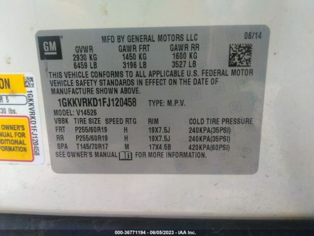 1GKKVRKD1FJ120458 GMC ACADIA SLT
