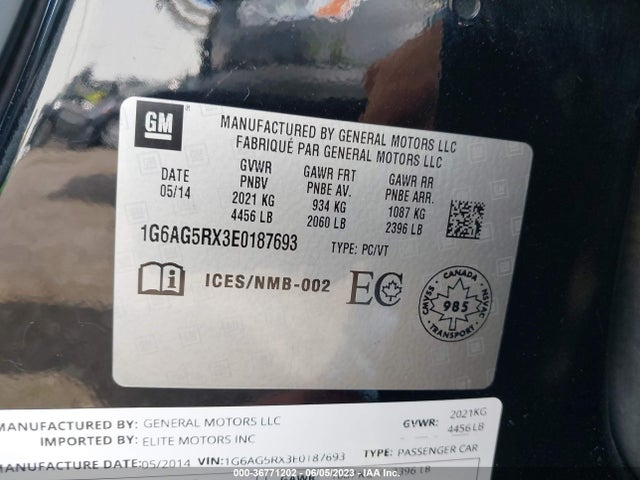 1G6AG5RX3E0187693 Cadillac Ats Standard Awd