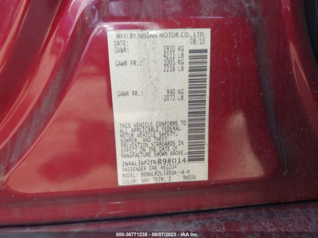 1N4AL3AP2FN898014 Nissan Altima 2.5 Sl