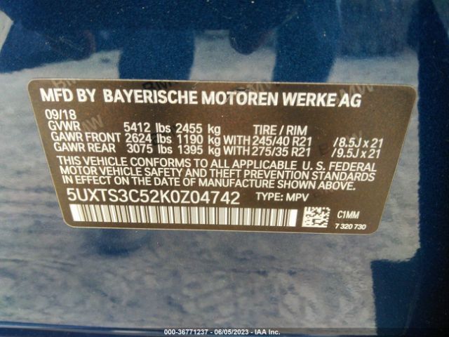 5UXTS3C52K0Z04742 BMW X3 M40i