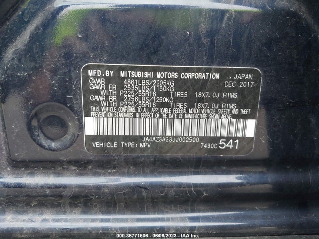 JA4AZ3A33JJ002500 Mitsubishi Outlander Es/se/sel/le