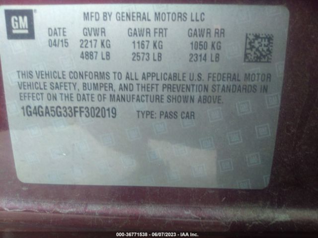 1G4GA5G33FF302019 Buick Lacrosse Base
