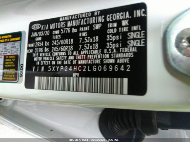 5XYP24HC2LG069642 KIA Telluride Lx