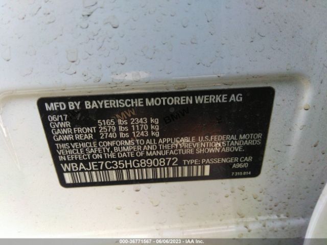 WBAJE7C35HG890872 BMW 5 Series 540i Xdrive