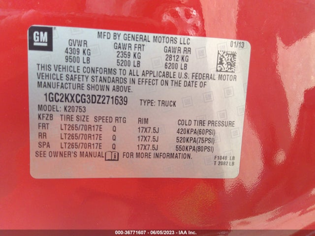 2013 CHEVROLET SILVERADO 2500HD LT VIN: 1GC2KXCG3DZ271639