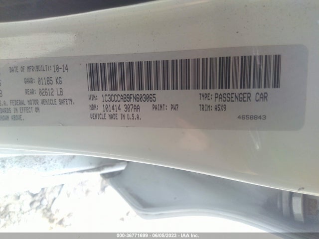 Chrysler 200 Limited 2015 1C3CCCAB9FN603065 Image 10