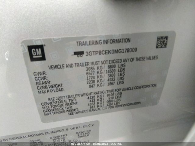 3GTP8CEK0MG178009 GMC Sierra 1500 Elevation