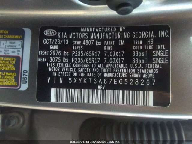 5XYKT3A67EG528267 KIA SORENTO LX