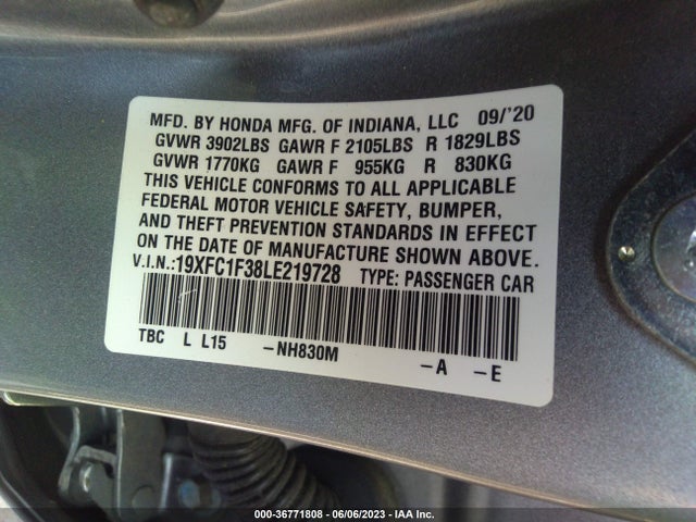 Honda Civic Sedan Ex 2020 19XFC1F38LE219728 Image 9