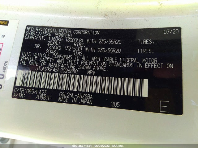 JTJHZKFA5L2026880 Lexus Rx Rx 350l