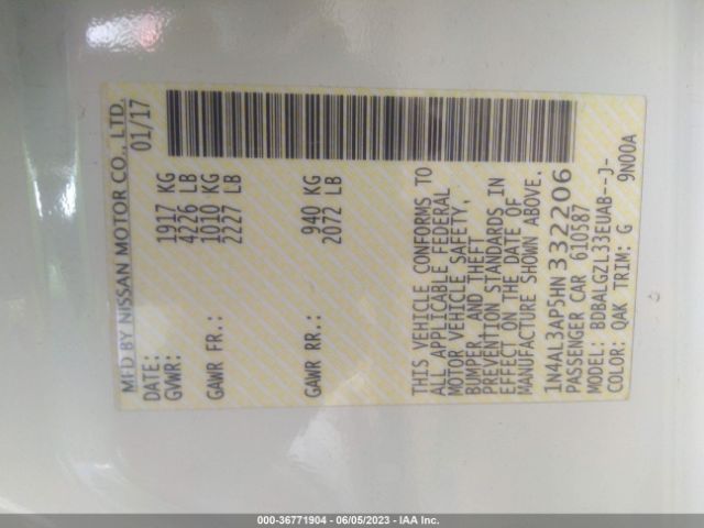 1N4AL3AP5HN332206 Nissan Altima 2.5 S