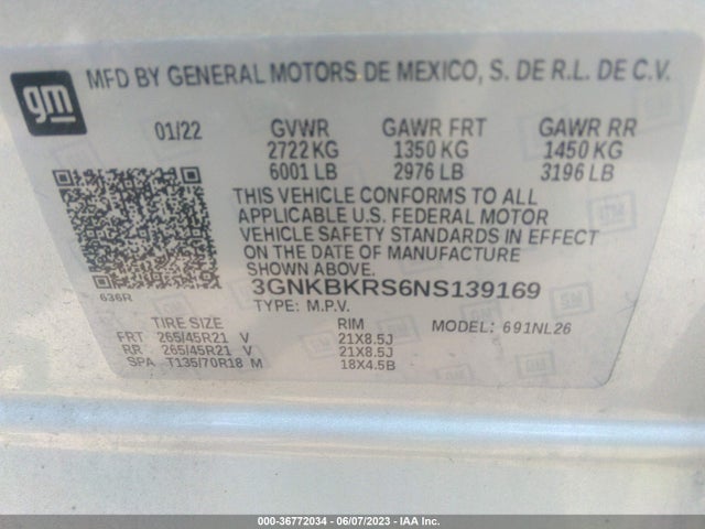 Chevrolet BLAZER RS 2022 3GNKBKRS6NS139169 Image 9