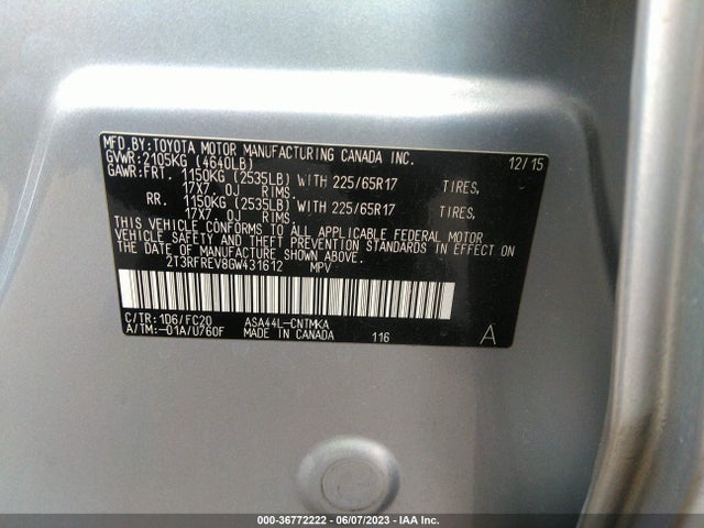 Toyota Rav4 Xle 2016 2T3RFREV8GW431612 Image 13