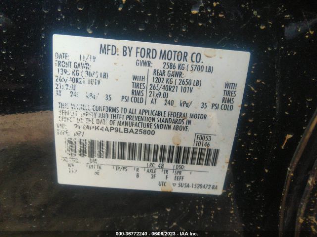 2FMPK4AP9LBA25800 Ford EDGE ST