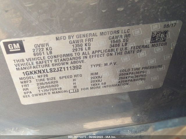 1GKKNXLS2JZ111392 GMC Acadia Denali