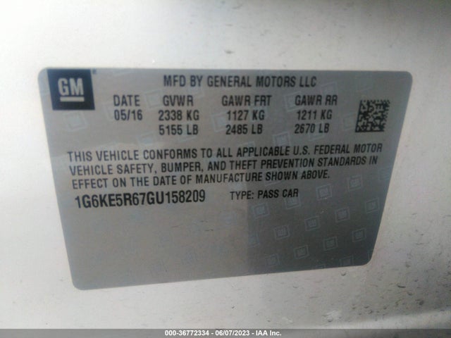 2016 Cadillac CT6, VIN: 1G6KE5R67GU158209