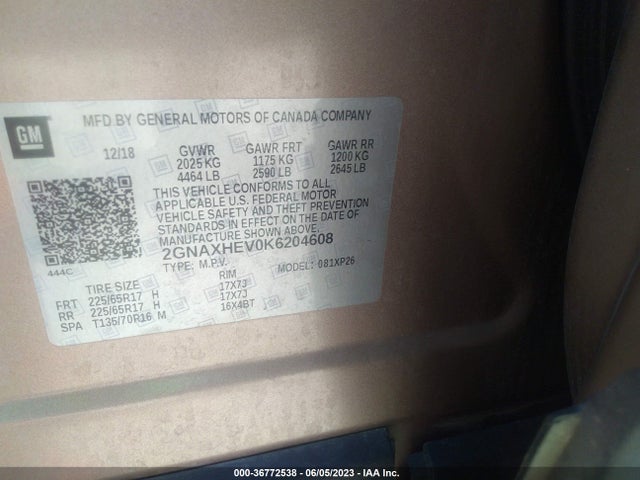 Chevrolet EQUINOX LS 2019 2GNAXHEV0K6204608 Image 9