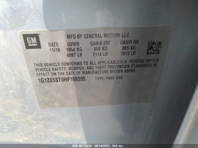 Chevrolet MALIBU LT 2017 1G1ZE5ST0HF168395 Image 15