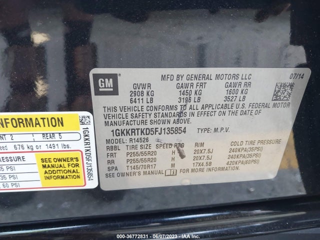 GMC Acadia Denali 2015 1GKKRTKD5FJ135854 Image 9