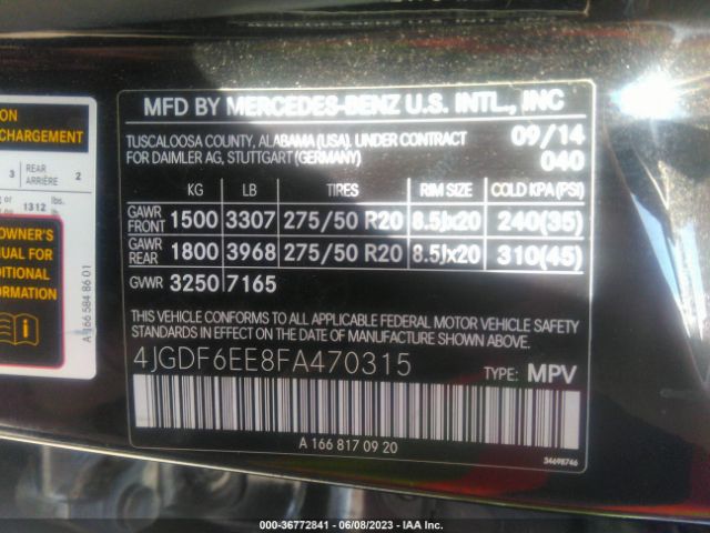 4JGDF6EE8FA470315 Mercedes-Benz Gl-class Gl 450