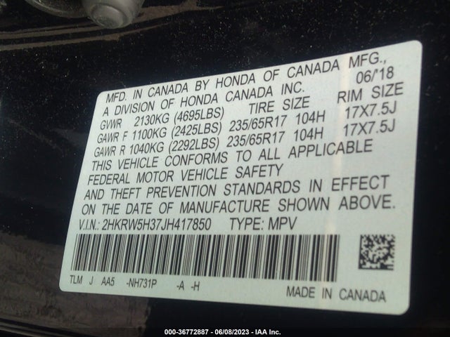 Honda CR-V LX 2018 2HKRW5H37JH417850 Image 9