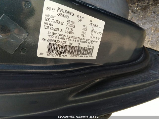 2007 DODGE GRAND CARAVAN SXT VIN: 2D4GP44L57R348286