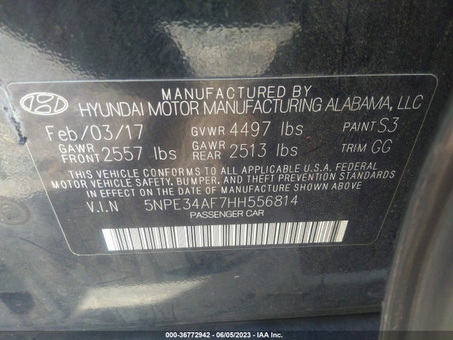 Hyundai Sonata Sport 2017 5NPE34AF7HH556814 Image 10