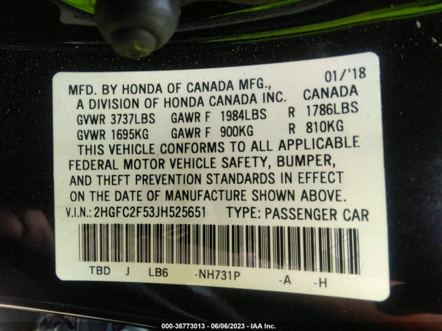 Honda Civic Sedan Lx 2018 2HGFC2F53JH525651 Image 9