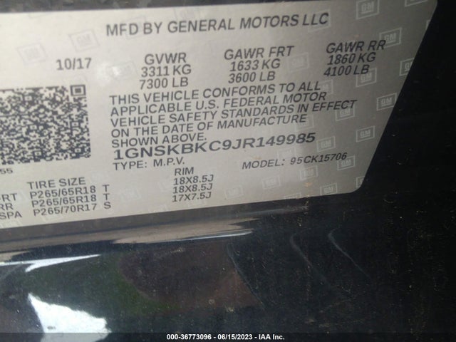 Chevrolet Tahoe Lt 2018 1GNSKBKC9JR149985 Image 10