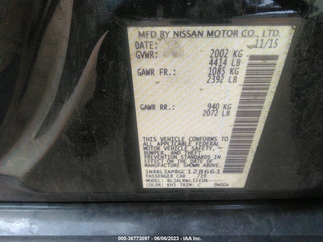 Nissan Altima 3.5 Sl 2016 1N4BL3AP8GC128661 Image 10