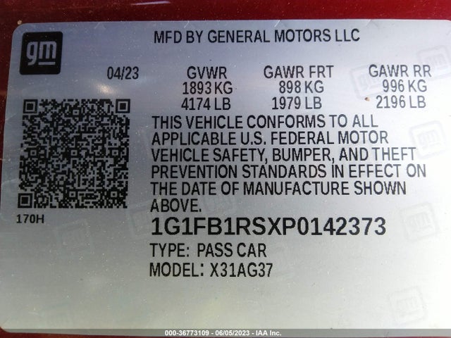 Chevrolet Camaro 1lt 2023 1G1FB1RSXP0142373 Image 9