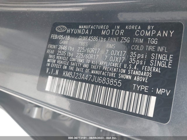 Hyundai TUCSON SE 2018 KM8J23A47JU683855 Image 10