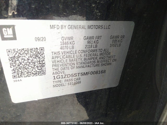 Chevrolet MALIBU LT 2021 1G1ZD5ST5MF008168 Image 9
