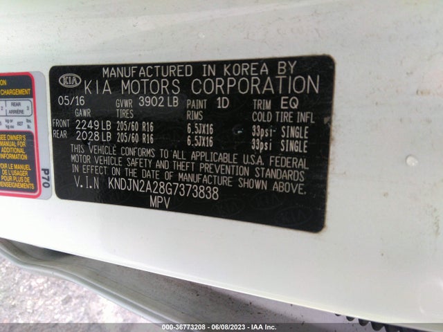KIA Soul Base 2016 KNDJN2A28G7373838 Image 10