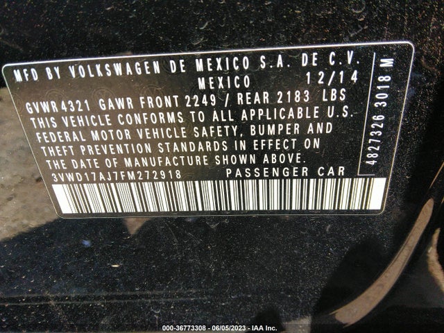 3VWD17AJ7FM272918 Volkswagen Jetta Sedan 1.8t Se W/connectivity
