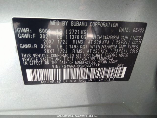 4S4WMARD2N3442385 Subaru Ascent Touring