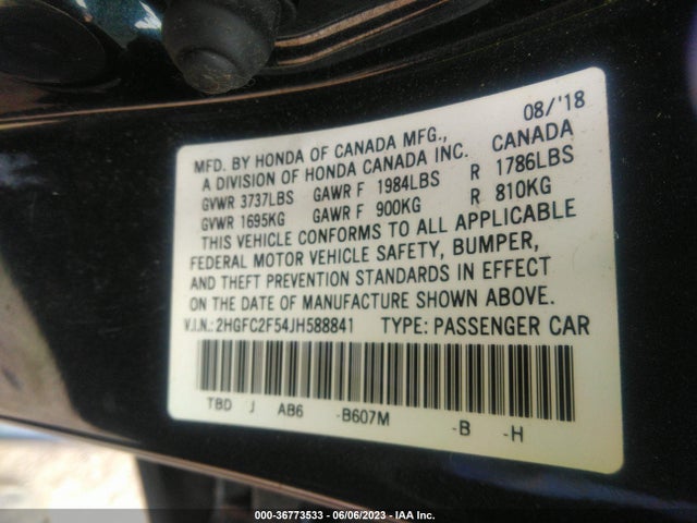 Honda Civic Sedan Lx 2018 2HGFC2F54JH588841 Image 9