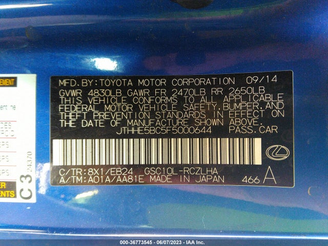 Lexus RC 350 2015 JTHHE5BC5F5000644 Image 11