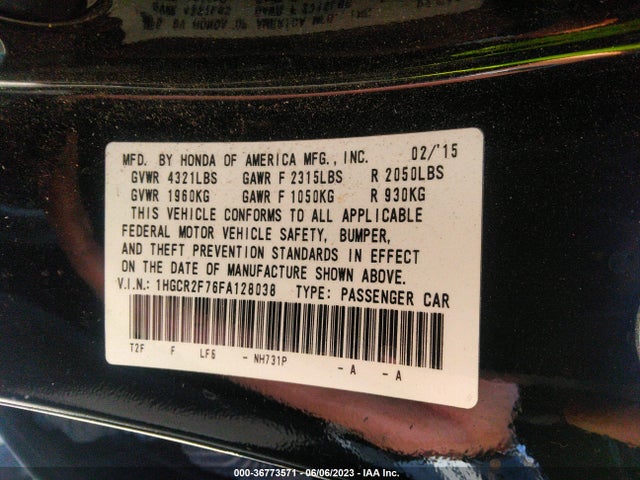 Honda Accord Sedan Ex 2015 1HGCR2F76FA128038 Image 10