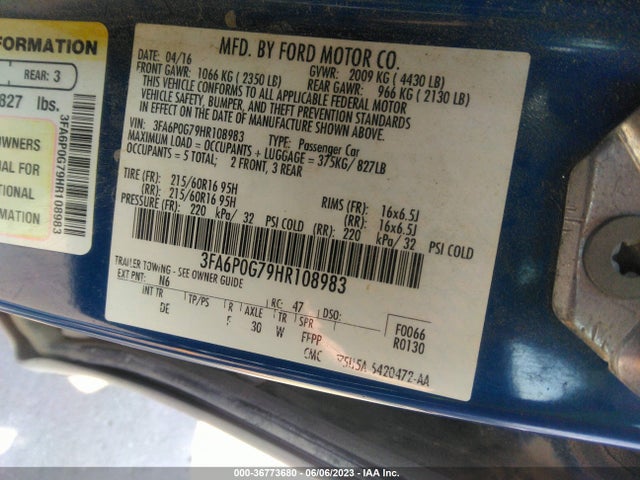 Ford FUSION S 2017 3FA6P0G79HR108983 Image 10