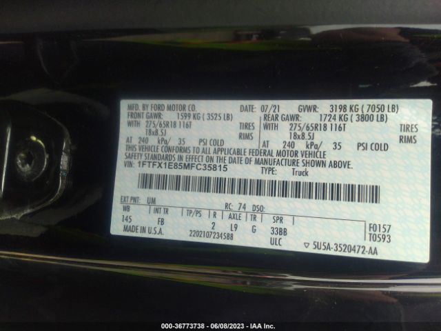 1FTFX1E85MFC35815 Ford F-150 Xl/xlt/lariat