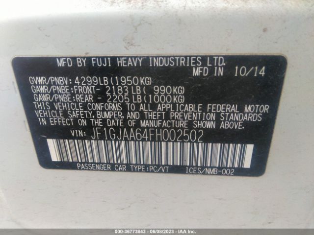 JF1GJAA64FH002502 Subaru IMPREZA SEDAN