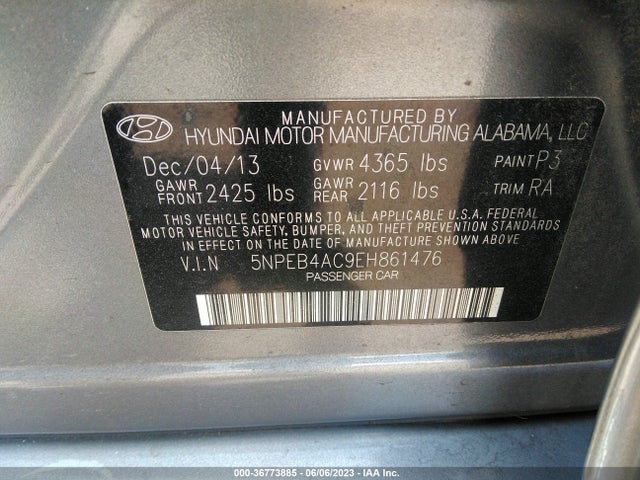 Hyundai SONATA GLS 2014 5NPEB4AC9EH861476 Image 11
