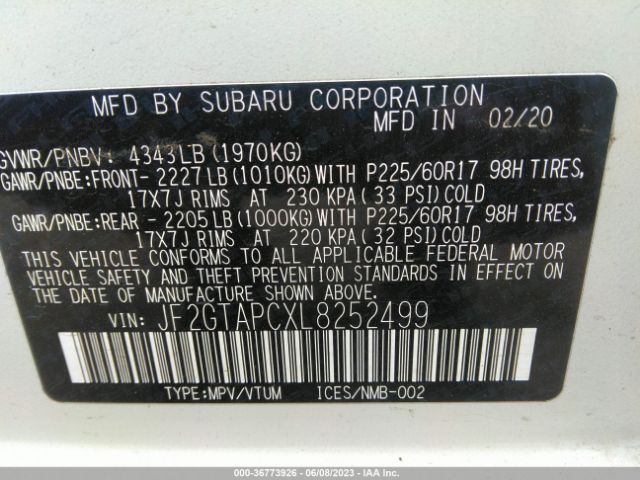 JF2GTAPCXL8252499 Subaru Crosstrek Premium