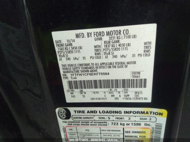 1FTFW1CF6EKF75584 Ford F-150 Xl/stx/xlt/fx2/lariat