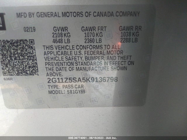 Chevrolet IMPALA LT 2019 2G11Z5SA5K9136798 Image 9