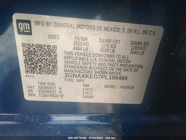 Chevrolet EQUINOX LT 2023 3GNAXKEG7PL198484 Image 9